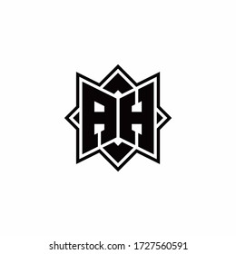 AH-Monogramm-Logo mit Design-Vorlage für die Umrandung in quadratischem rotierendem Stil