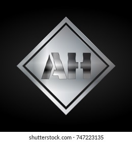 AH Monogram, Silver Logo, Metal Logo, Luxury, Elegant, Abstract, square