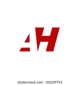AH negative space letter logo red