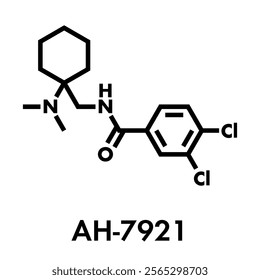 AH-7921 opioid analgesic drug molecule. Skeletal formula.