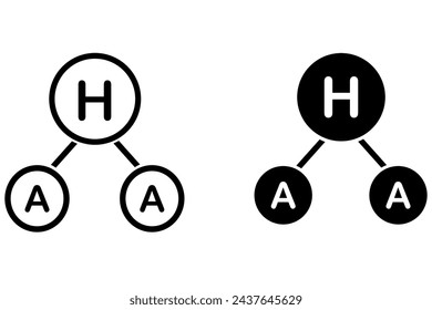 Línea de iconos de ácido AHA y rellenos. Símbolo alfa hidroxiácido. Signo de suero o solución facial. Pictograma dérmico y de belleza.