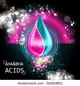 AHA BHA Acid Oil Serum Essence 3D Droplet, Skincare Icon, Cosmetics Ads Template