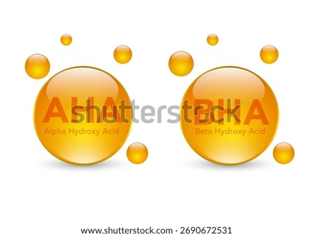 AHA and BHA icon. Alpha hydroxy acid and beta hydroxy acid. Dermal and beauty. Vector stock illustration. Stock illustration.