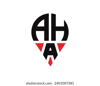 AHA letter location shape logo design. AHA letter location logo simple design