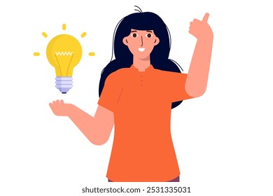 Aha momento, ideia, pensamento, solução, eureka, conceito de tempestade cerebral. Ilustração vetorial.