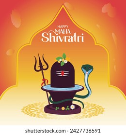 aha Shivratri Celebration Post and Baackground with Lord Shiva Shivling Vector Illustration