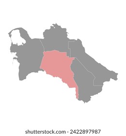 Ahal Region map, administrative division of Turkmenistan. Vector illustration.