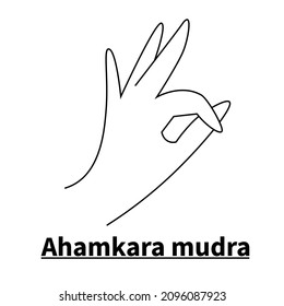 Ahamkara mudra, isolated on white background. Meditation technique for health. Correct placement of the fingers. Vector