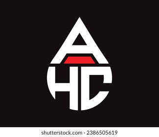 Diseño del logotipo de la forma de gota de agua de la letra AHC.