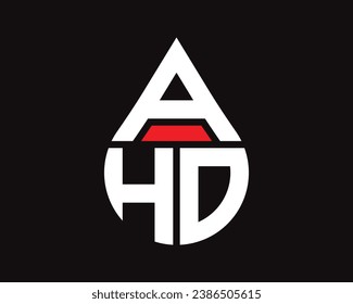 AHD letter water drop shape logo design