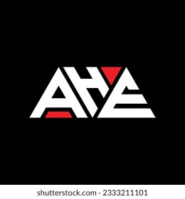 AHE triangle letter logo design with triangle shape. AHE triangle logo design monogram. AHE triangle vector logo template with red color. AHE triangular logo Simple, Elegant, and Luxurious design.