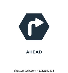 Ahead icon. Black filled vector illustration. Ahead symbol on white background. Can be used in web and mobile.