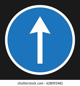 Ahead Only and Drive Straight sign flat icon, Traffic and road sign, vector graphics, a solid pattern on a black background, eps 10