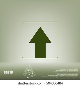 Ahead Only, One way traffic sign, Drive Straight vector icon