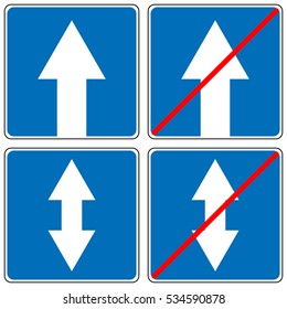 Ahead Only, one way traffic sign, Drive Straight Arrow Traffic Vector illustrations