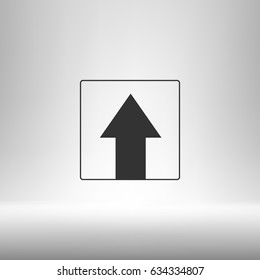 Ahead Only, One way traffic sign, Drive Straight vector icon