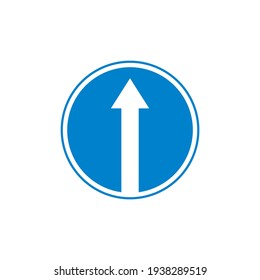 Ahead only traffic sign flat icon, straight road vector sign, colorful pictogram isolated on white. Symbol, logo illustration. Flat style design