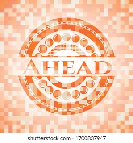 Emblema de mosaico anaranjado. Ilustración vectorial. Detallado.