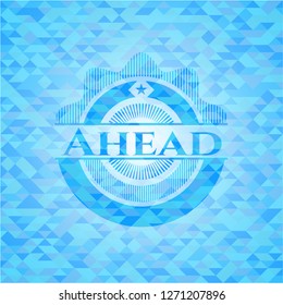 Ahead realistic sky blue mosaic emblem