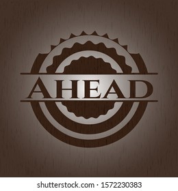 Ahead retro wood emblem. Vector Illustration.