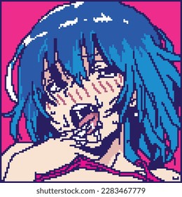 Ahegao anime face in pixel art 10