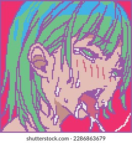 Ahegao anime face in pixel art 15