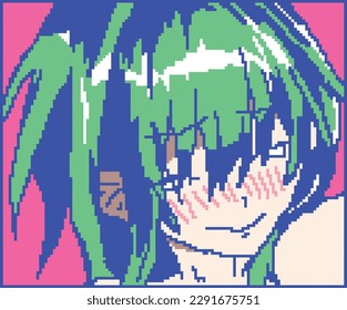 Ahegao anime face in pixel art 18