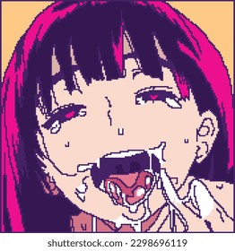 Ahegao anime face in pixel art 20