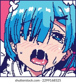 Ahegao anime face in pixel art 21