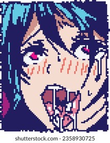 Ahegao anime face in pixel art 25
