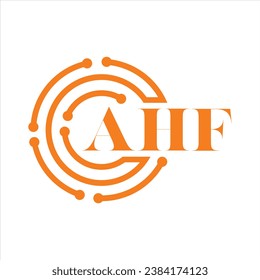 Diseño de letras AHF.Diseño del logotipo de la tecnología de letras AHF sobre fondo blanco.Diseño del logotipo del monograma AHF para emprendedores y empresas.