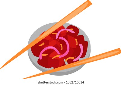 Ahi poke, illustration, vector on white background