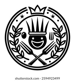 ahighly detailed logo design food icons minima white background art