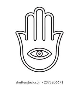 Ahimsa hand on white background. Symbol of Jainism