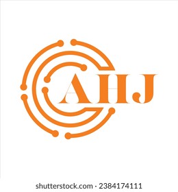 AHJ letter design.AHJ letter technology logo design on white background.AHJ Monogram logo design for entrepreneur and business.