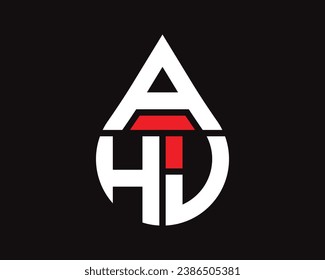 AHJ letter water drop shape logo design