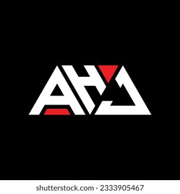 Diseño del logotipo de la letra triangular de AHJ con forma triangular. Monograma de diseño del logotipo del triángulo de AHJ. Plantilla de logotipo vectorial de triángulo AHJ con color rojo. Logo triangular de AHJ Diseño sencillo, elegante y lujoso.
