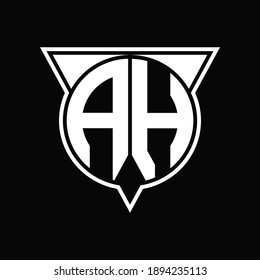 AHLogo monogram with circle shape and half triangle rounded on black background
