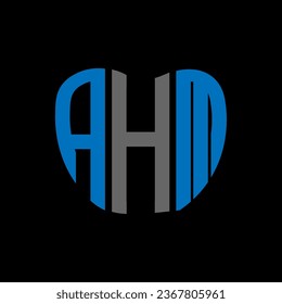 Diseño creativo del logotipo de la letra AHM. Diseño único de AHM.
