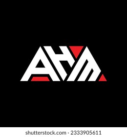 AHM triangle letter logo design with triangle shape. AHM triangle logo design monogram. AHM triangle vector logo template with red color. AHM triangular logo Simple, Elegant, and Luxurious design.