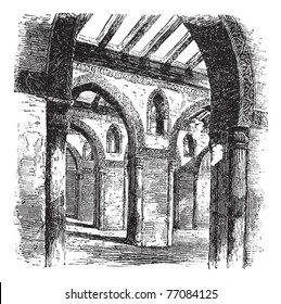 Ahmad Ibn Tulun, mezquita, ruinas, El Cairo, Egipto, vieja ilustración de Ahmad Ibn Tulun, mezquita, El Cairo, Egipto, años 1890. Enciclopedia Trousset.