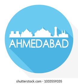 Ahmadabad India Flat Icon Skyline Silhouette Design City Vector Art.