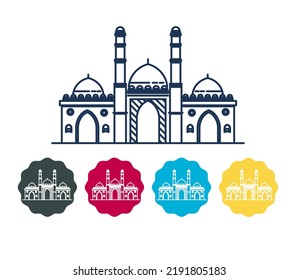 Ahmedabad City - Jhulta Minara Sidi Bashir Mosque -  Icon Illustration as EPS 10 File 