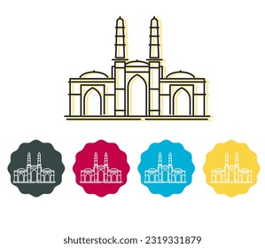 Ahmedabad City - Jhulta Minara Sidi Bashir Mosque -  Icon Illustration as EPS 10 File 