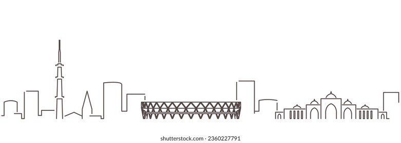 Ahmedabad Dark Line Simple Minimalist Skyline With White Background