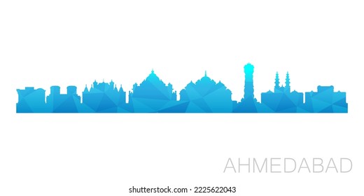Ahmedabad, Gujarat, India Low Poly Skyline Clip Art City Design. Geometric Polygon Graphic Horizon Icon. Vector Illustration Symbol.