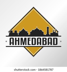 Ahmedabad, Gujarat, India Skyline Logo. Adventure Landscape Design Vector Illustration.
