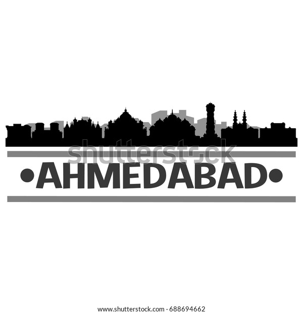 Ahmedabad Skyline Silhouette City Vector Design Stock Vector (Royalty ...