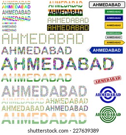 Ahmedabad text design set
