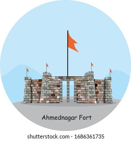 Ahmednagar Fort in Ahmednagar City, maharashtra, India. Vector illustration
